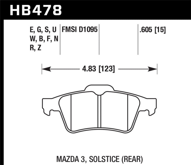 Hawk 13-14 Ford Focus ST / Mazda/ Volvo Performance Ceramic Street Rear Brake Pads-SR1 Performance