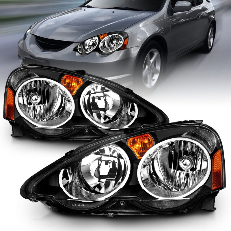 ANZO 2002-2004 Acura Rsx Crystal Headlights Black-SR1 Performance