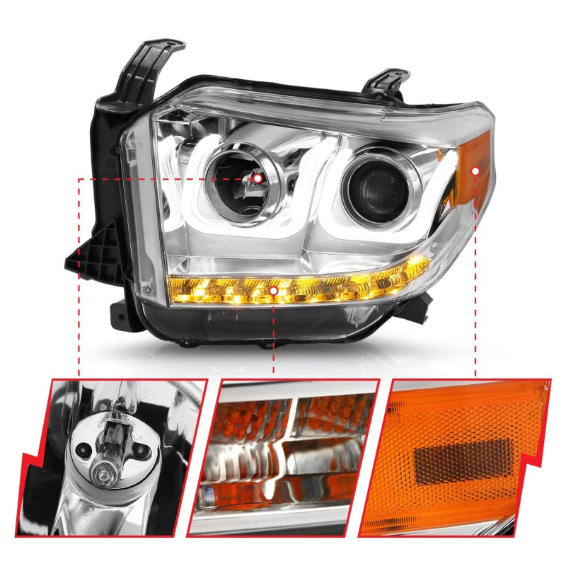 ANZO 2014-2016 Toyota Tundra Projector Headlights w/ U-Bar Chrome-SR1 Performance