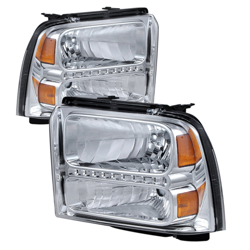 Xtune Ford F250/350/450 Super Duty 05-07 Crystal Headlights w/ LED Chrome HD-JH-FS05-LED-C-SR1 Performance