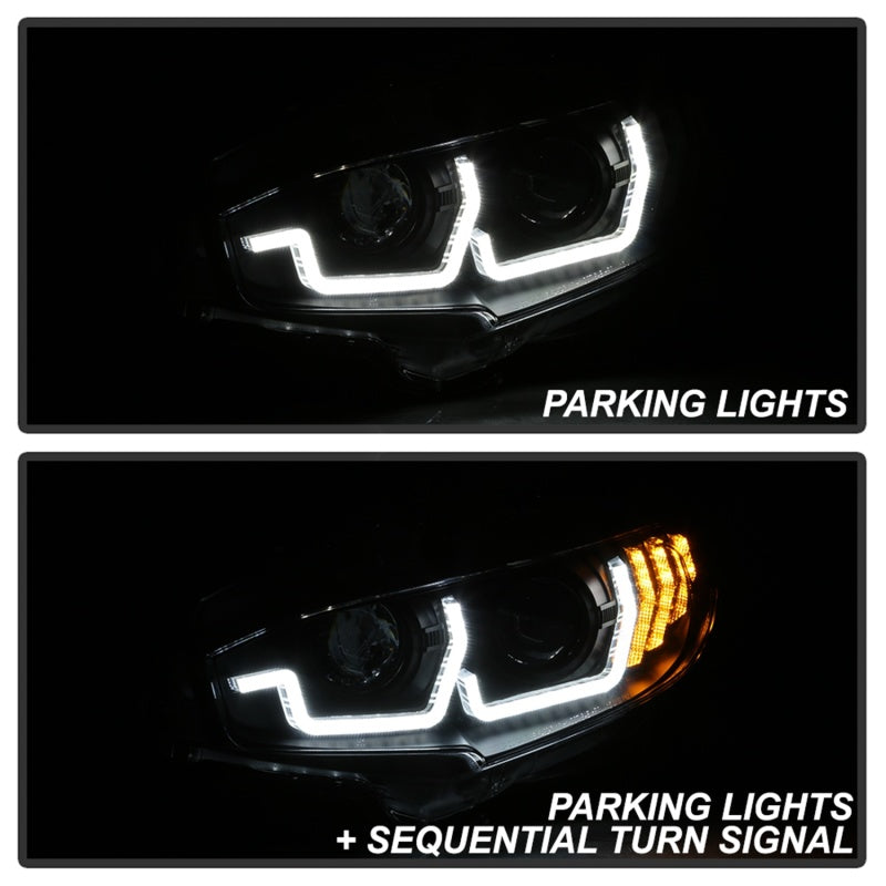 Spyder 16-18 Honda Civic 4Dr w/LED Seq Turn Sig Lights Proj Headlight - Black - PRO-YD-HC16-SEQ-BK-SR1 Performance