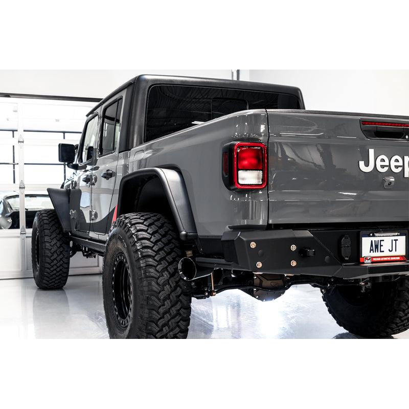 AWE Tuning 20-21 Jeep Gladiator JT 3.6L Tread Edition Cat-Back Dual Exhaust - Diamond Black Tip-SR1 Performance