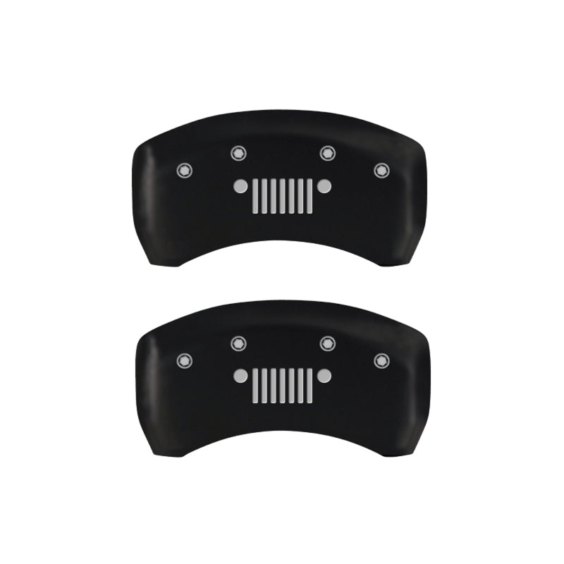 MGP 4 Caliper Covers Engraved Front JEEP Engraved Rear JEEP Grill logo Red finish silver-SR1 Performance