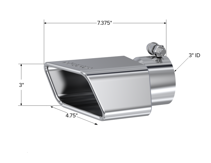MBRP Universal Tip 4.50in x 2.75in ID Rectangle Angled Cut 3in OD Inlet 7in Lgth T304 Passenger Side-SR1 Performance