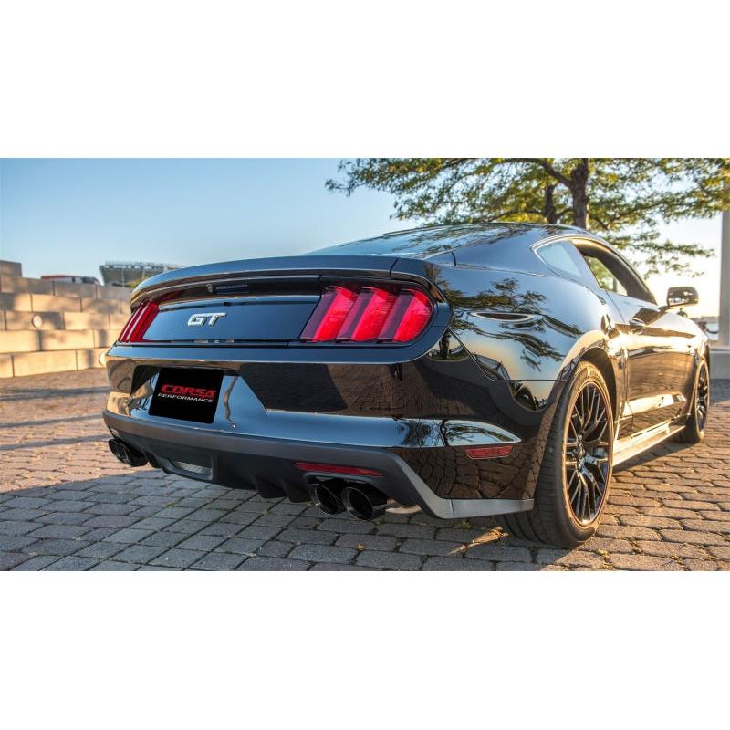 Corsa 2015-2017 Ford Mustang GT 5.0 3in Cat Back Exhaust Black Quad Tips (Sport)-SR1 Performance