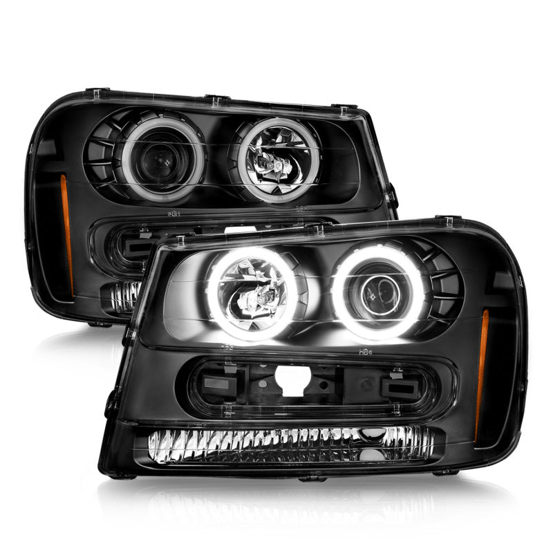 ANZO 02-09 Chevrolet Trailblazer (Will Not Fit 06-09 LT) Projector Headlights w/Halo Black Housing-SR1 Performance