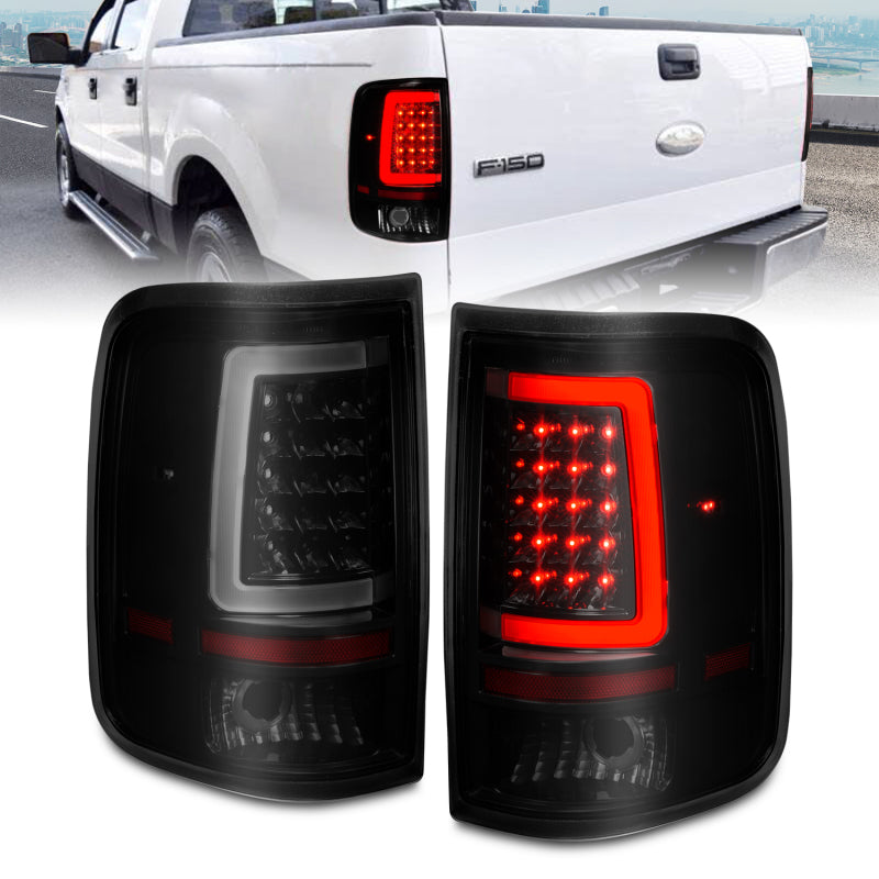 ANZO 2004-2006 Ford F-150 LED Tail Lights w/ Light Bar Black Housing Smoke Lens-SR1 Performance