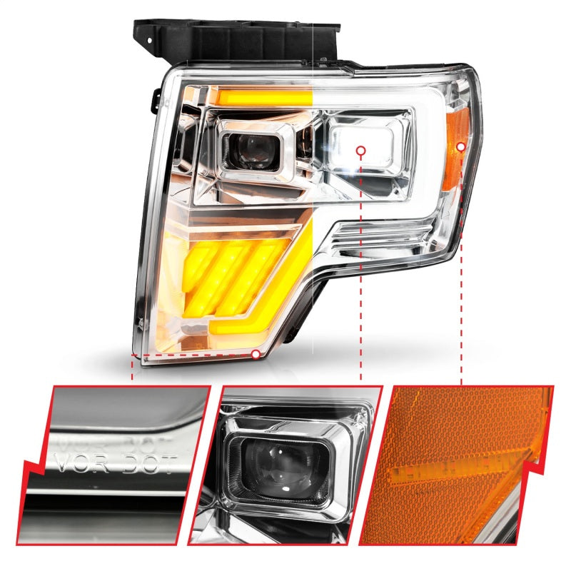 ANZO 09-14 Ford F-150 Full LED Proj Headlights w/Initiation Feature - Chrome-SR1 Performance