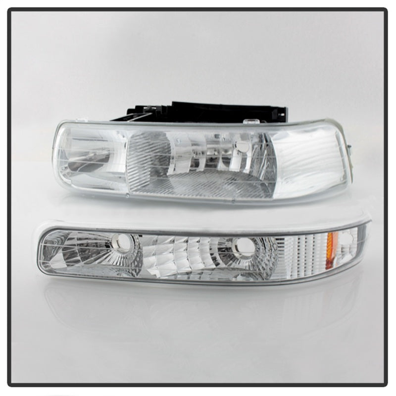 Xtune Chevy TahOE 00-06 Amber Crystal Headlights w/ Bumper Lights Chrome HD-JH-CSIL99-SET-AM-C-SR1 Performance