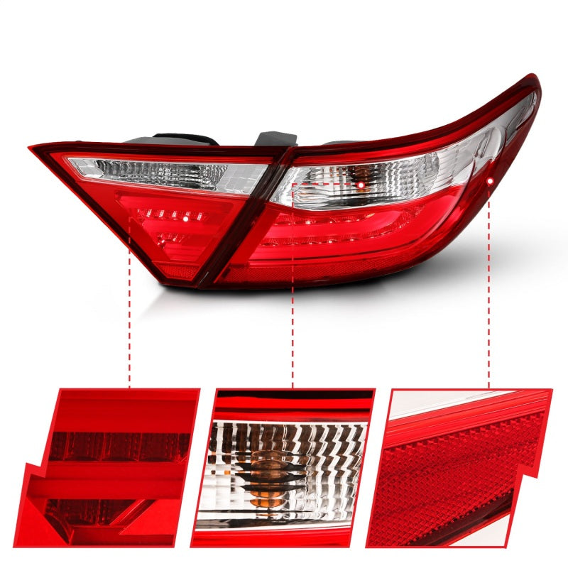 ANZO 2015-2016 Toyota Camry LED Taillights Red/Clear-SR1 Performance