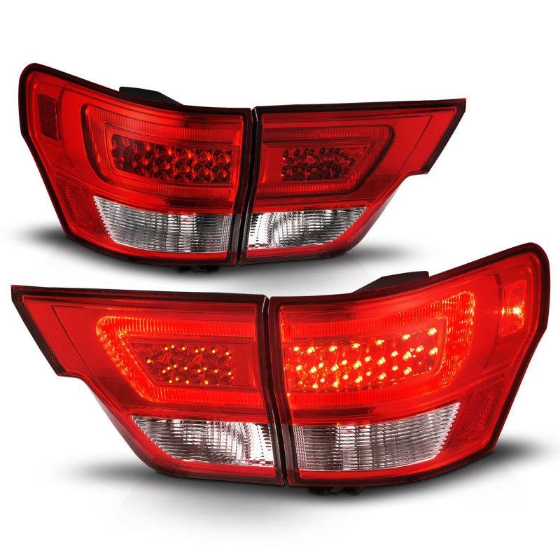 ANZO 11-13 Jeep Grand Cherokee LED Taillights w/ Lightbar Chrome Housing Red/Clear Lens 4pcs-SR1 Performance