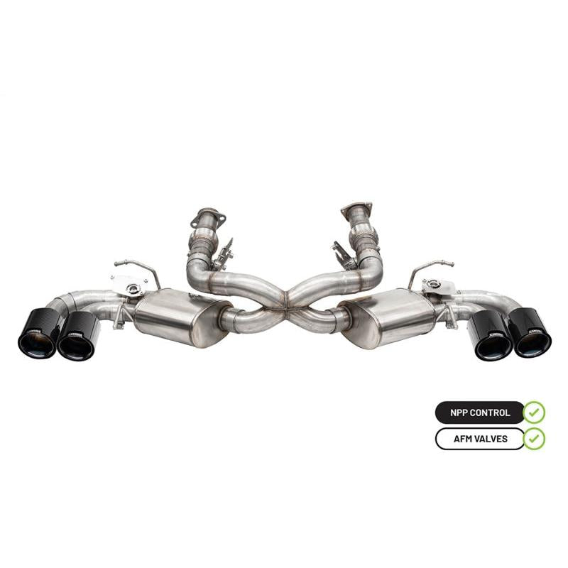 Corsa 20-24 Chevrolet Corvette C8 RWD 3in Valved Cat-Back w/AFM w/4.5in Carbon Fiber Black PVD Tips-SR1 Performance
