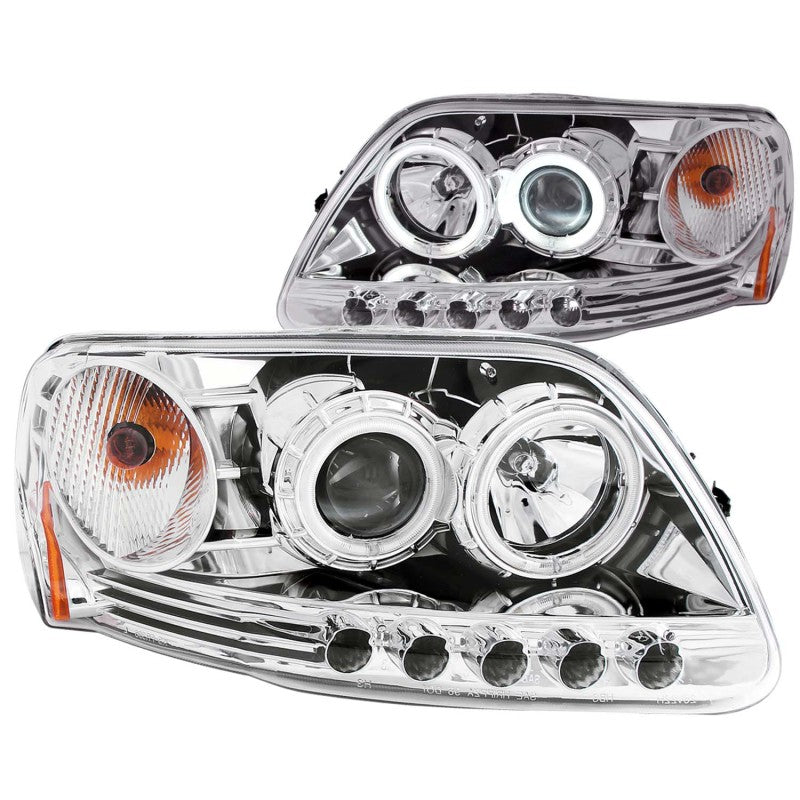 ANZO 1997.5-2003 Ford F-150 Projector Headlights w/ Halo Chrome 1pc-SR1 Performance