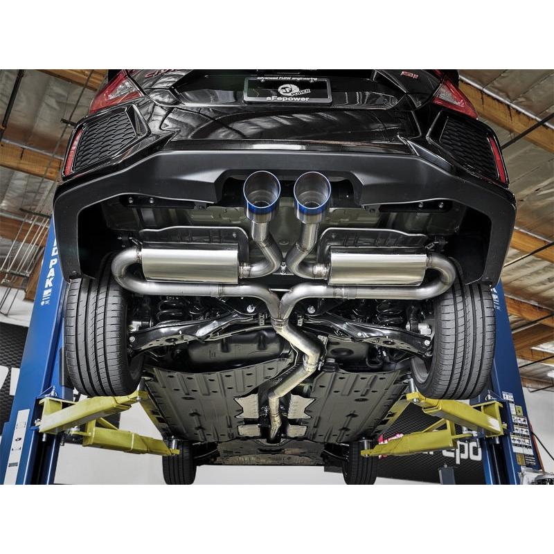 aFe Takeda 3in 304 SS Cat-Back Exhaust System w/ Blue Tips 2017+ Honda Civic Si 4Dr I4 1.5L (t)-SR1 Performance