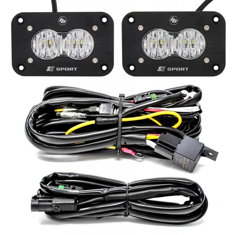 Baja Designs S2 Sport Flush Mount Wide Cornering Pattern LED Work Light Clear Lens Kit-SR1 Performance