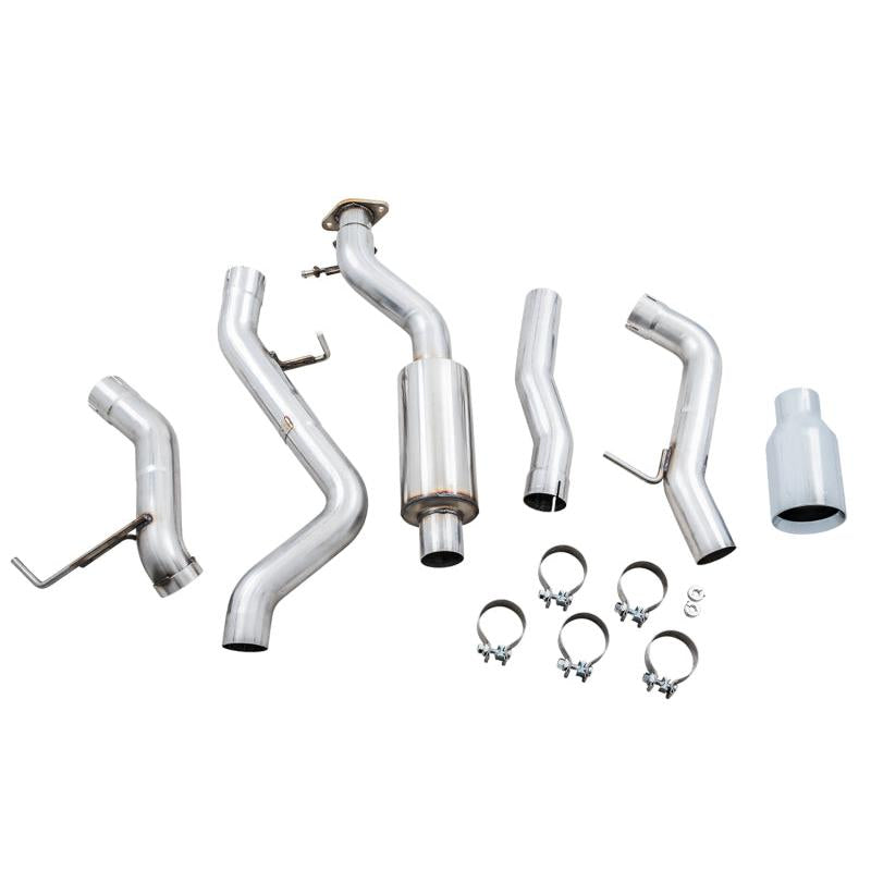 AWE Tuning 2021+ Ford Bronco 0FG Single Rear Exit Exhaust w/Chrome Silver Tip & Bash Guard-SR1 Performance