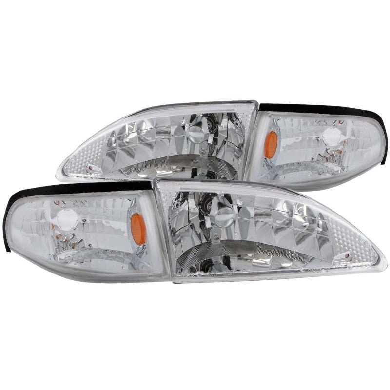 ANZO 1994-1998 Ford Mustang Crystal Headlights Chrome-SR1 Performance