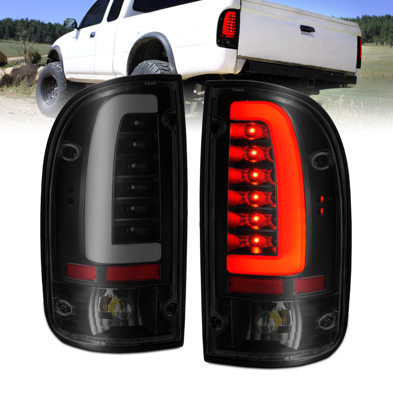 ANZO 1995-2000 Toyota Tacoma LED Taillights Black Housing Smoke Lens (Pair)-SR1 Performance