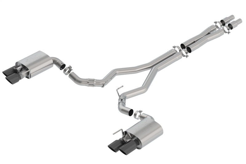 Borla 2018 Ford Mustang GT 5.0L AT/MT 3in ATAK Catback Exhaust Black Chrome Tips w/ Valves-SR1 Performance