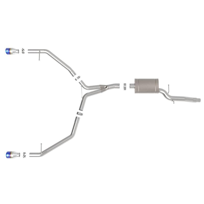 afe MACH Force-Xp 13-16 Audi Allroad L4 SS Axle-Back Exhaust w/ Blue Flame Tips-SR1 Performance