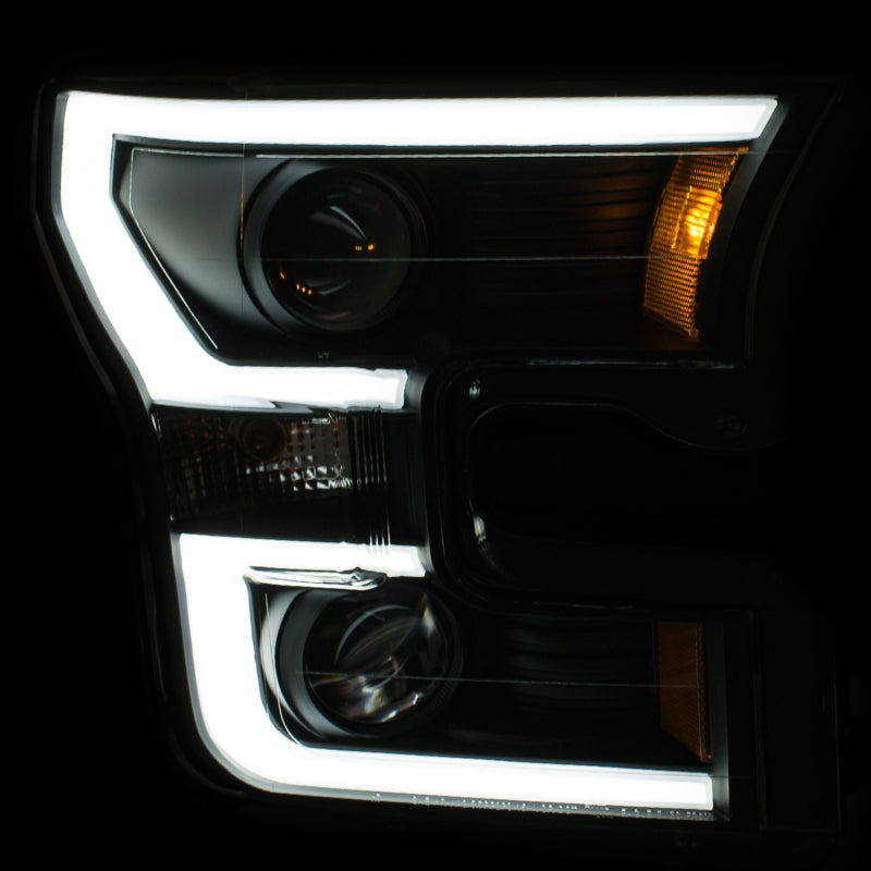 ANZO 2015-2016 Ford F-150 Projector Headlights w/ Plank Style Design Black w/ Amber-SR1 Performance