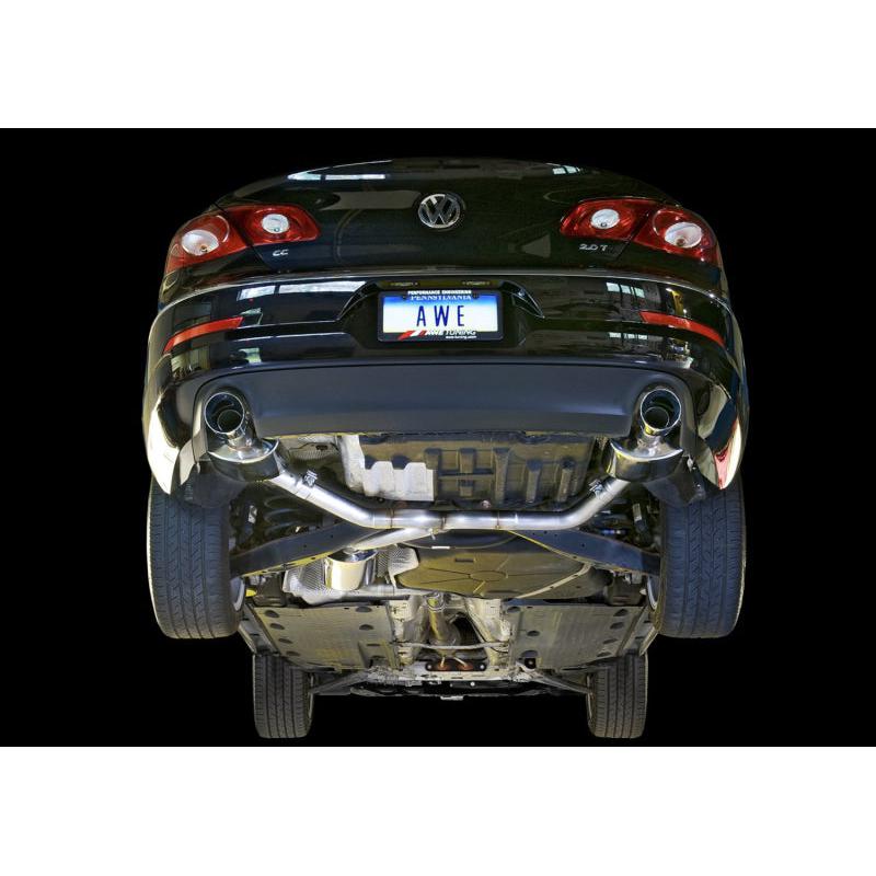 AWE Tuning VW CC Touring Edition Exhaust Dual Outlet - Diamond Black Tips-SR1 Performance