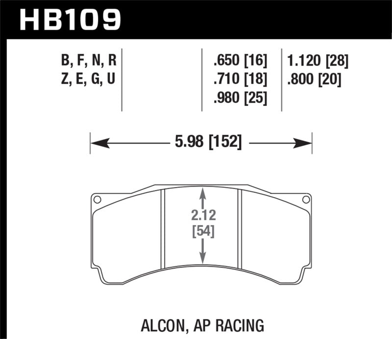 Hawk Alcon TA-6 / AP Racing CP5060-2/3/4/5ST / AP Racing CP5555 / Rotora FC6 DTC-70 Race Brake Pads-SR1 Performance