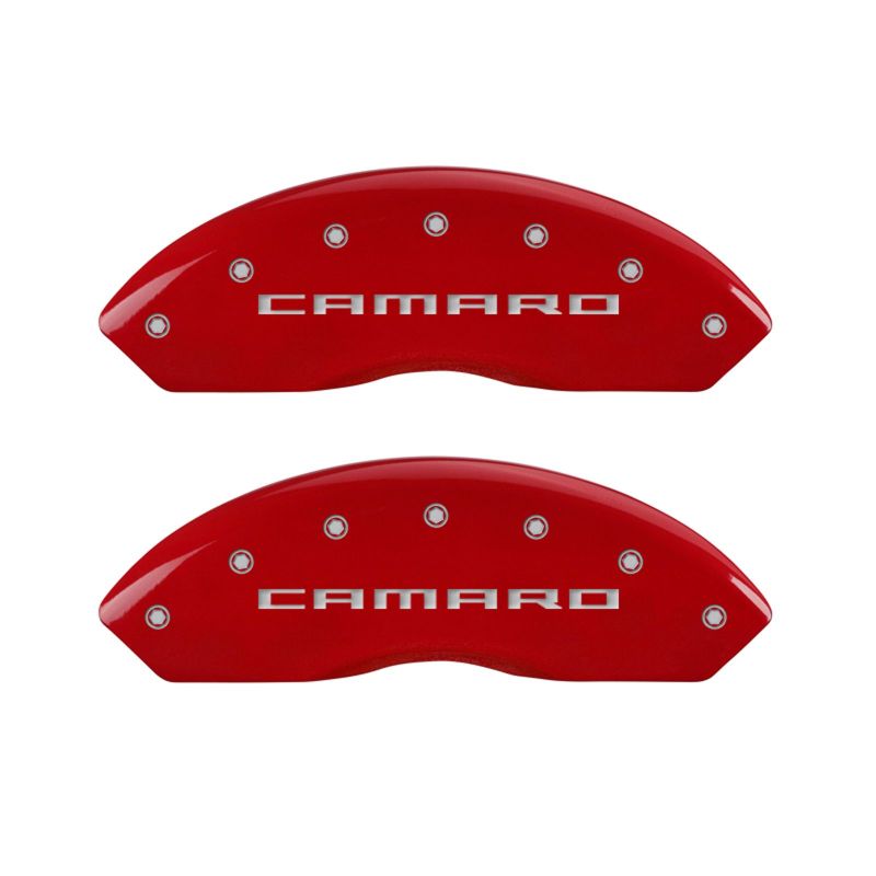 MGP 4 Caliper Covers Engraved Front Gen 5/Camaro Engraved Rear Gen 5/RS Red finish silver-SR1 Performance