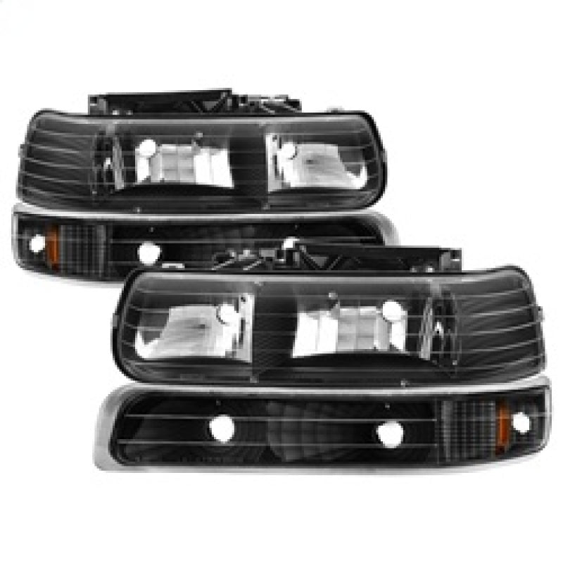 Xtune Chevy TahOE 00-06 Amber Crystal Headlights w/ Bumper Lights Black HD-JH-CSIL99-SET-AM-BK-SR1 Performance