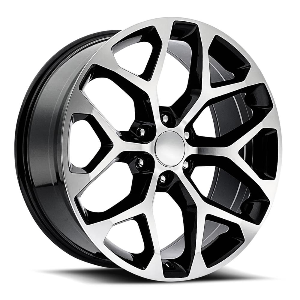26X10 6X5.5 +24 HB 78.1 2014 CHEVY SNOWFLAKE BLACK MACHINE FACE WITH CAP-SR1 Performance