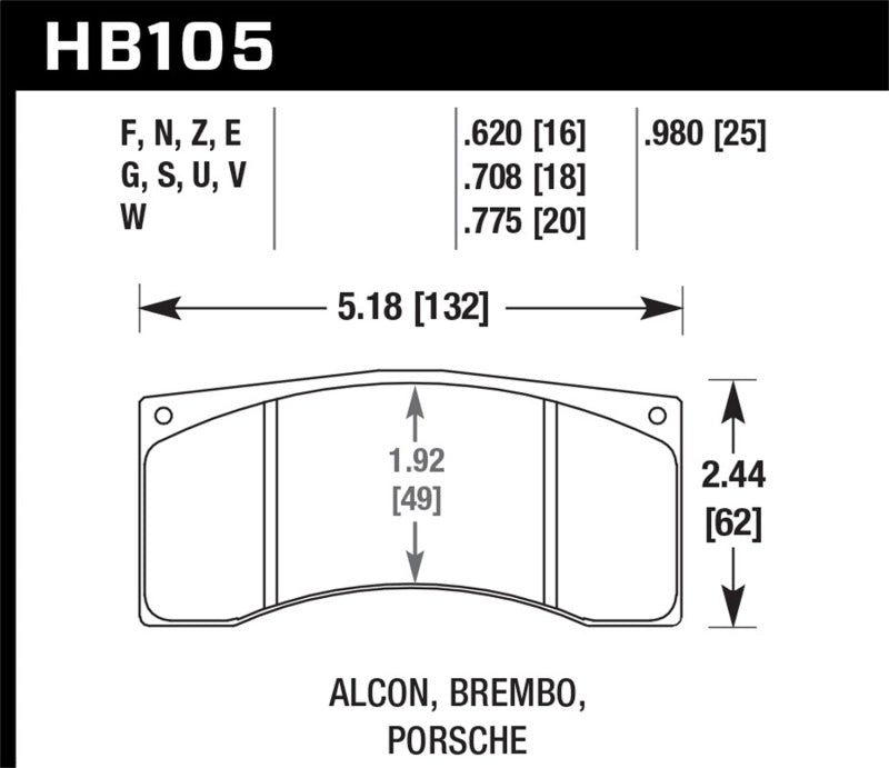 Hawk Alcon/Brembo/Porsche DTC-70 Rear Race Brake Pads-SR1 Performance