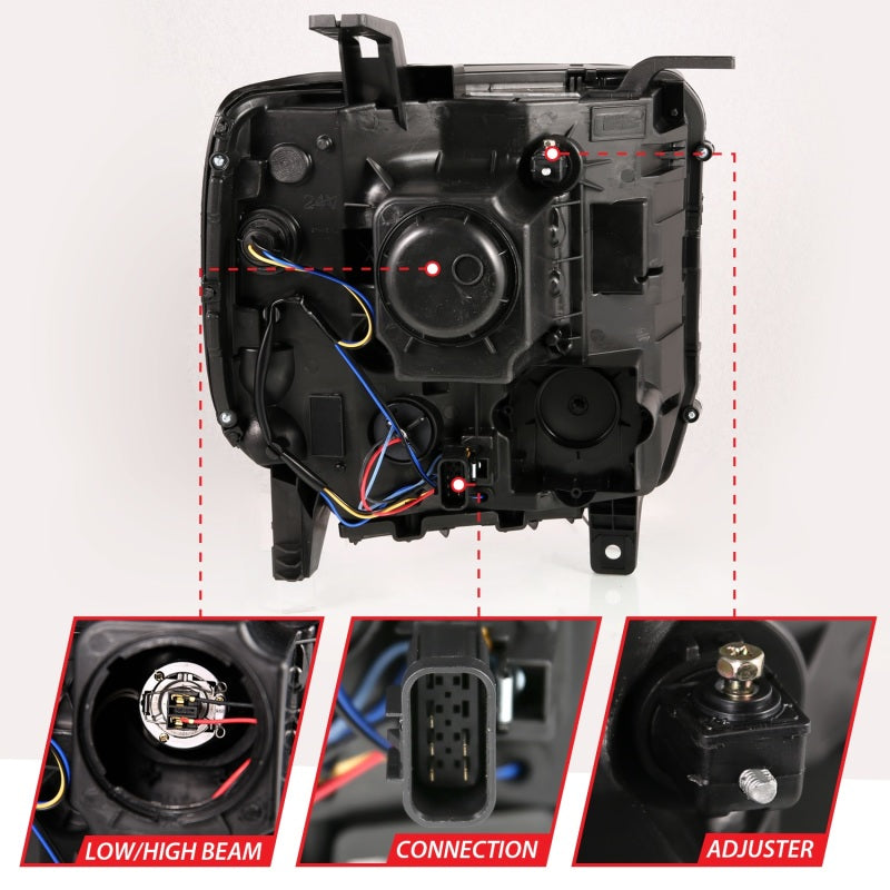 ANZO 2014-2015 Gmc Sierra 1500HD Projector Plank Style Headlight Black W/ Drl-SR1 Performance