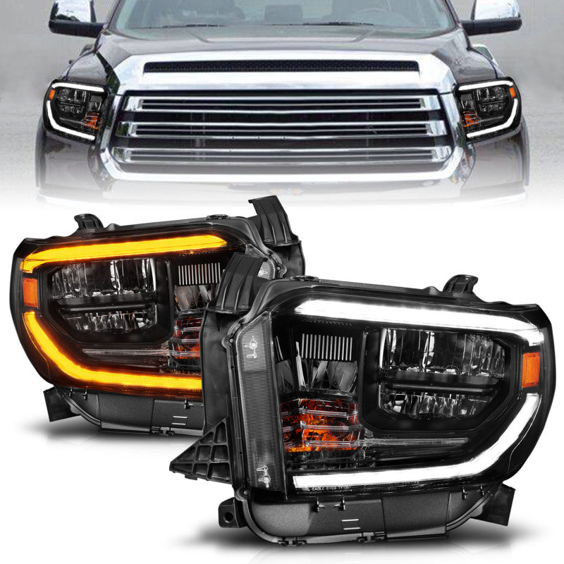 ANZO 14-21 Toyota Tundra (OE Halogen w/LED DRL) LED Crystal Headlights w/ Switchback & DRL - Blk-SR1 Performance