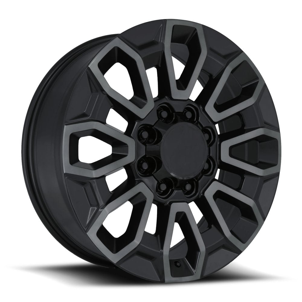 FR277 22X8.5 8X180 +44 HB 124.1 CHEVROLET HIGH COUNTRY 2500 SATIN BLACK W/ DARK CLEAR WITH CAP-SR1 Performance