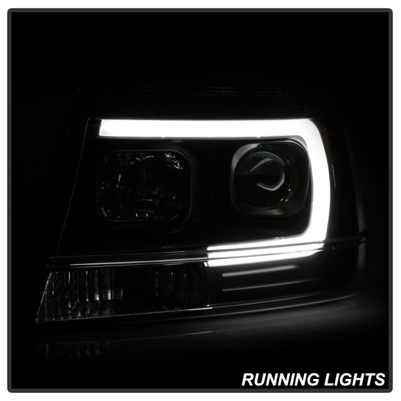 Spyder 99-04 Jeep Grand Cherokee Projector Headlights - Light Bar DRL LED - Black-SR1 Performance