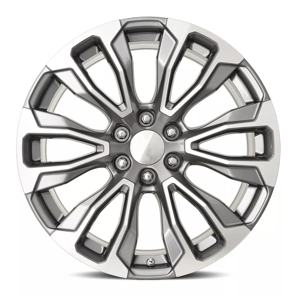 FR 203 - GMC DENALI 12 SPOKE REPLICA WHEEL-Grey Machine Face 22x9 6x5.5 + 28 HB 78.1