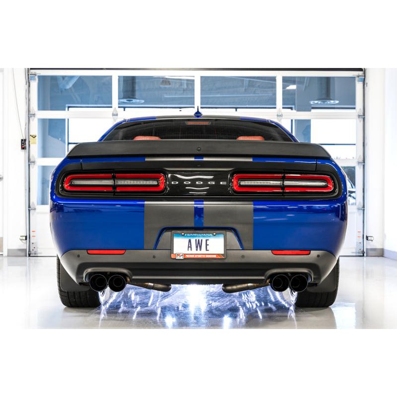 AWE Tuning 2017+ Dodge Challenger 5.7L Track Edition Exhaust - Diamond Black Quad Tips-SR1 Performance
