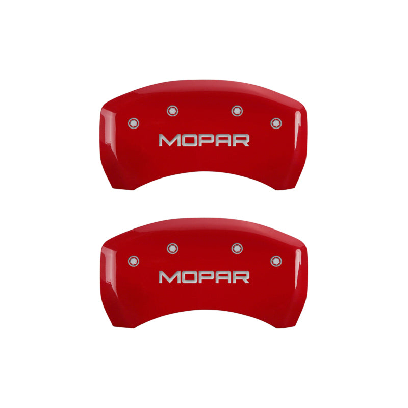 MGP 4 Caliper Covers Engraved Front & Rear MOPAR Red finish silver-SR1 Performance