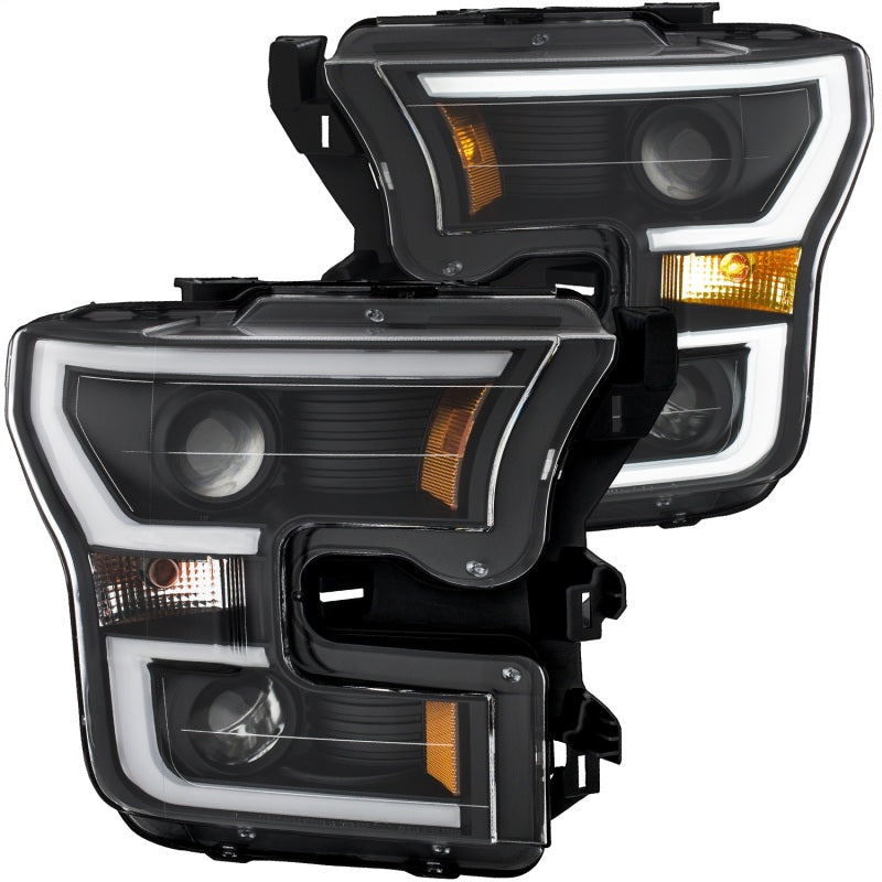 ANZO 2015-2017 Ford F-150 Projector Headlights w/ Plank Style Switchback Black w/ Amber-SR1 Performance