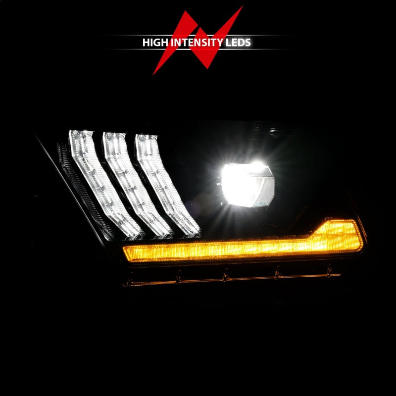 ANZO 13-14 Ford Mustang (w/ Factory HID/Xenon HL only) Projector Headlights w/Light Bar Black-SR1 Performance