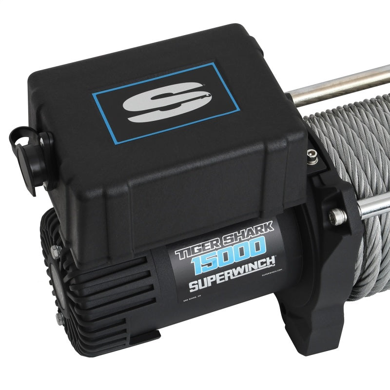 Superwinch 15000 LBS 12V DC 7/16in x 82ft Wire Rope Tiger Shark 11500 Winch-SR1 Performance