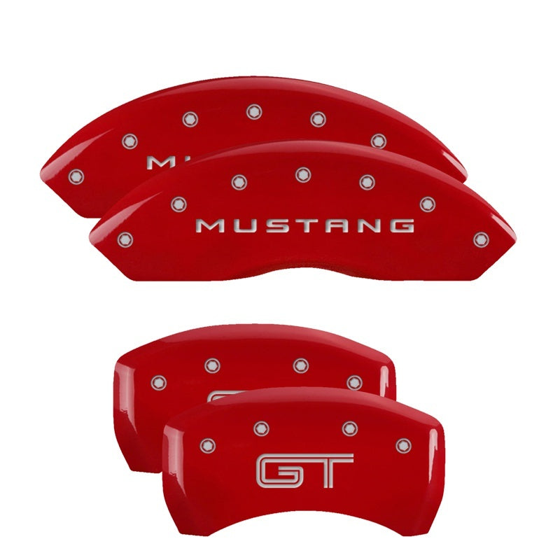 MGP 4 Caliper Covers Engraved Front Mustang Engraved Rear GT Red finish silver-SR1 Performance