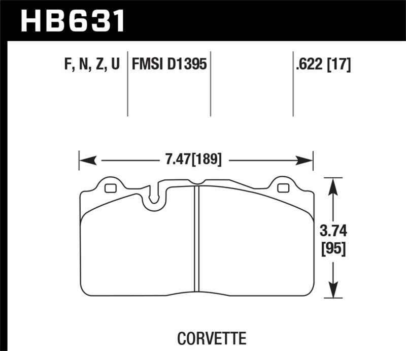 Hawk 09-11 Corvette Z06/ZR-1 (w/Carbon Ceramic Brake Package and Iron rotors) HP+ Autocross Front Br-SR1 Performance