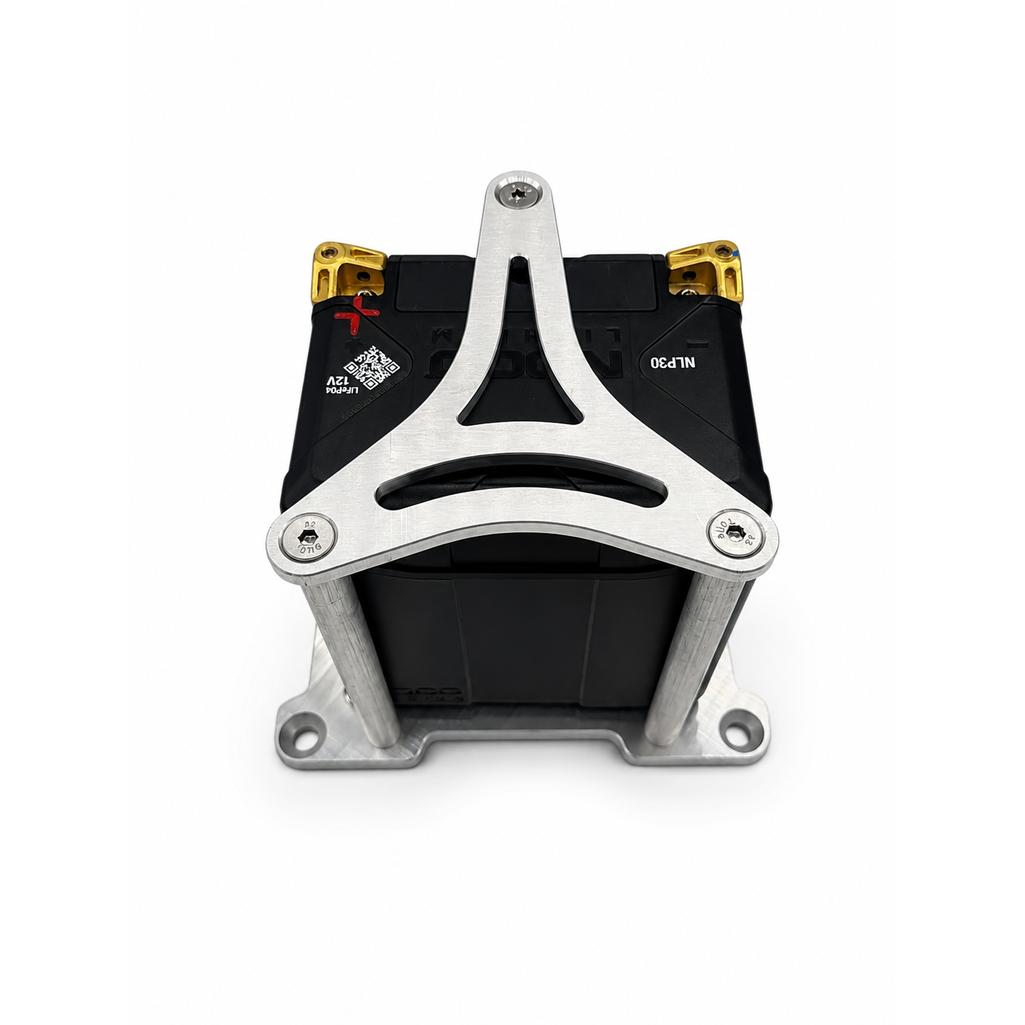 Helps securely retain the battery during normal driving and performance use