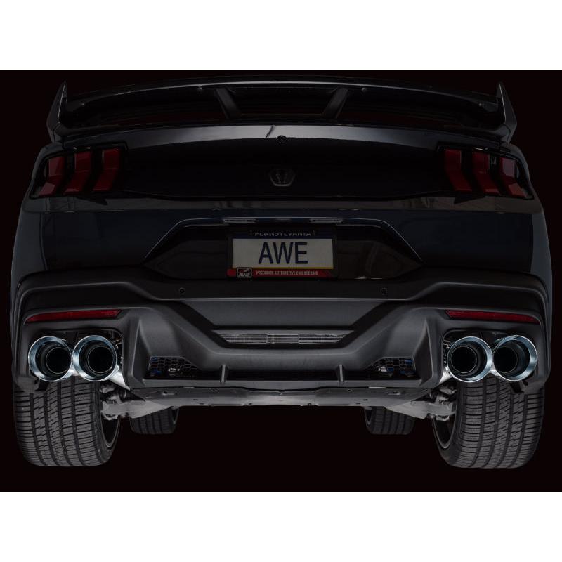 AWE 2024 Ford Mustang Dark Horse S650 RWD Track Edition Catback Exhaust w/ Quad Chrome Silver Tips-SR1 Performance