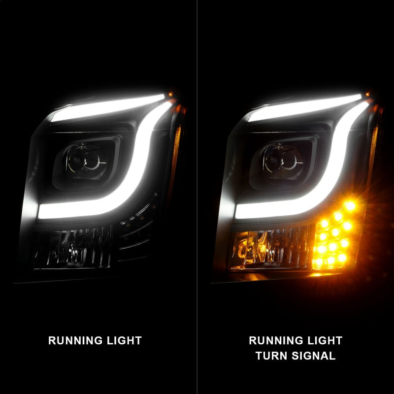 Anzo 15-17 GMC Yukon/Yukon XL Projector Headlights Black Housing/Clear Lens (w/ Light Bars)-SR1 Performance
