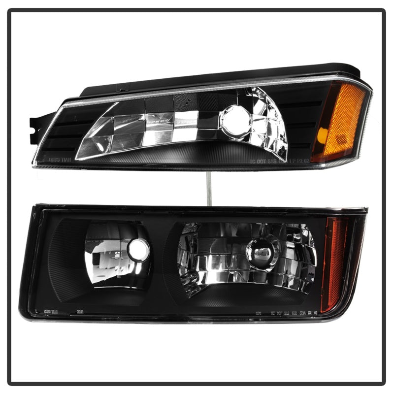 xTune 02-06 Chevy Avalanche w/Cladding OEM Bumper Light & Headlights - (BLACK) (HD-JH-CAVA02-SET-BK)-SR1 Performance