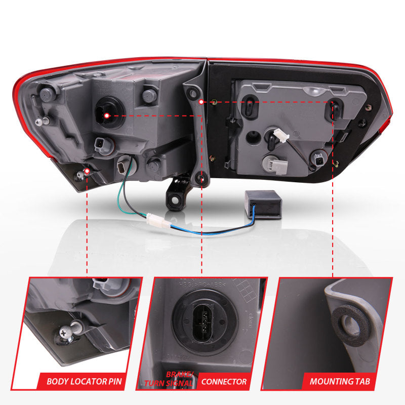 ANZO 2014-2016 Jeep Grand Cherokee LED Taillights Red/Smoke-SR1 Performance