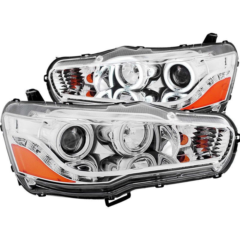 ANZO 2008-2015 Mitsubishi Lancer Projector Headlights w/ Halo Chrome (CCFL)-SR1 Performance