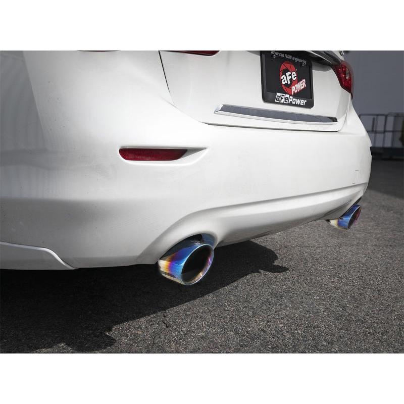 aFe Takeda 2.5in 304 SS Axle-Back Exhaust w/ Blue Flame Tips 16-18 Infiniti Q50 V6-3.0L (tt)-SR1 Performance
